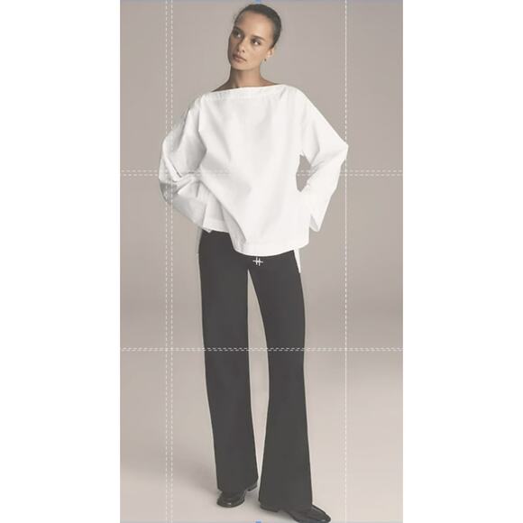 J.Crew Ciel Top Womens SZ M White Poplin Boatneck Side Button Waist Tie CI507 LS - Picture 2 of 7